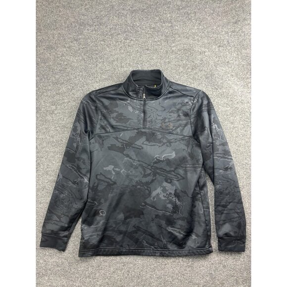 Under Armour Pullover Mens Medium Black Gray Camo Quarter Zip Loose Fit Athletic - Picture 1 of 6